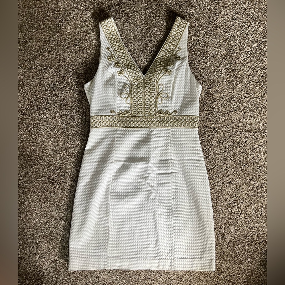 Lilly Pulitzer White V-Neck Embellished Dress